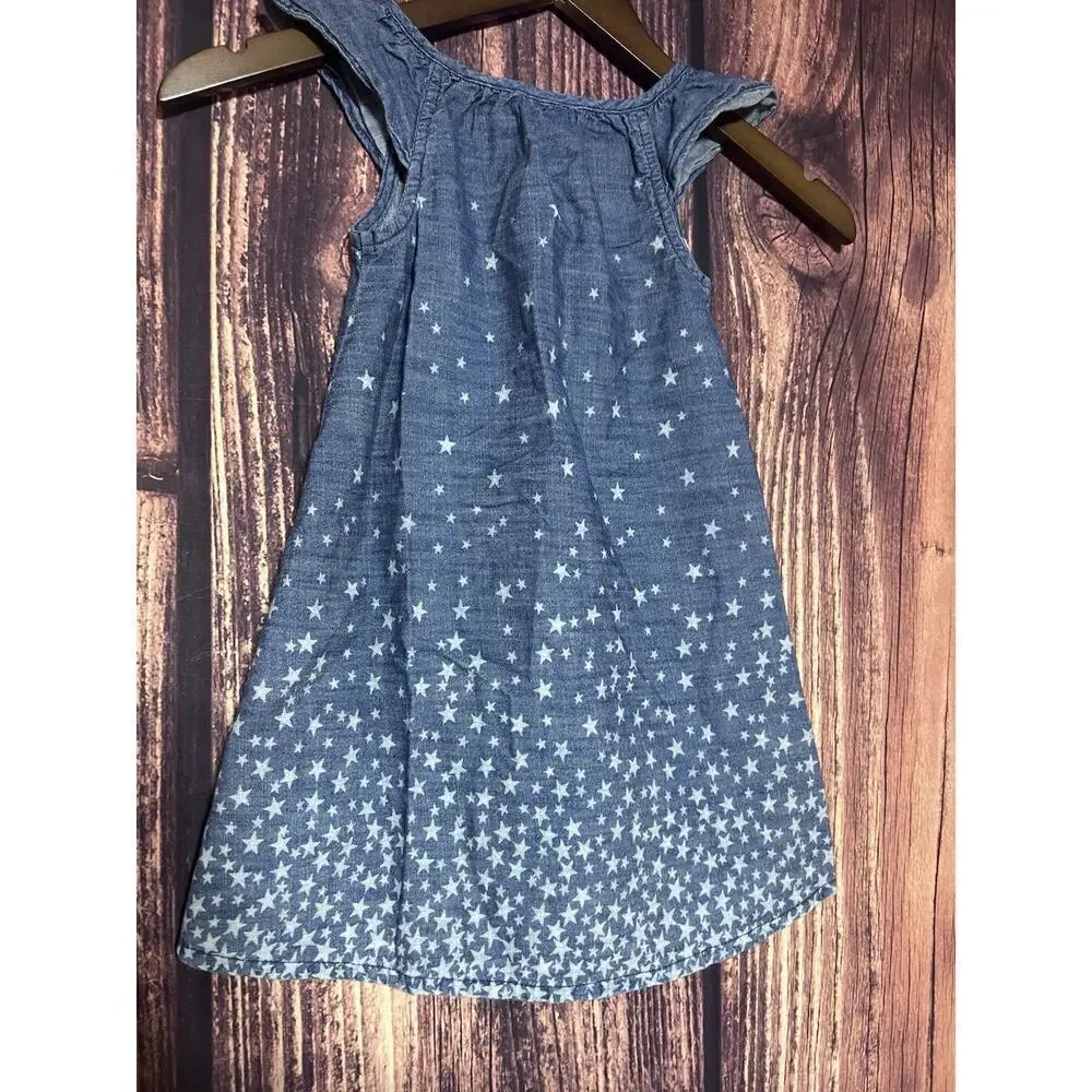 Gap Kids Girls Sz 4 Blue Denim Dress Stars Summer Spring 4th July